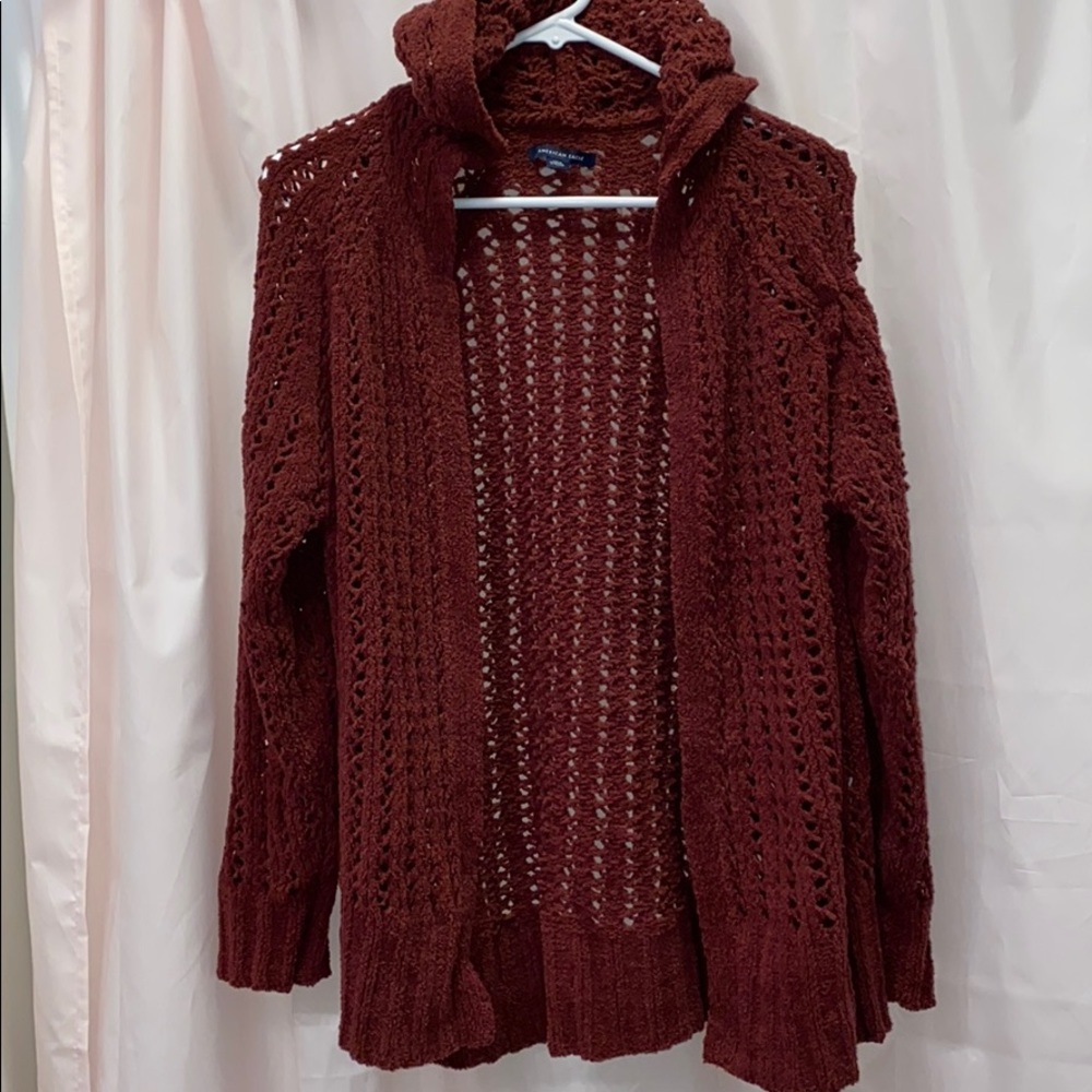 American Eagle Hooded Knit Cardigan